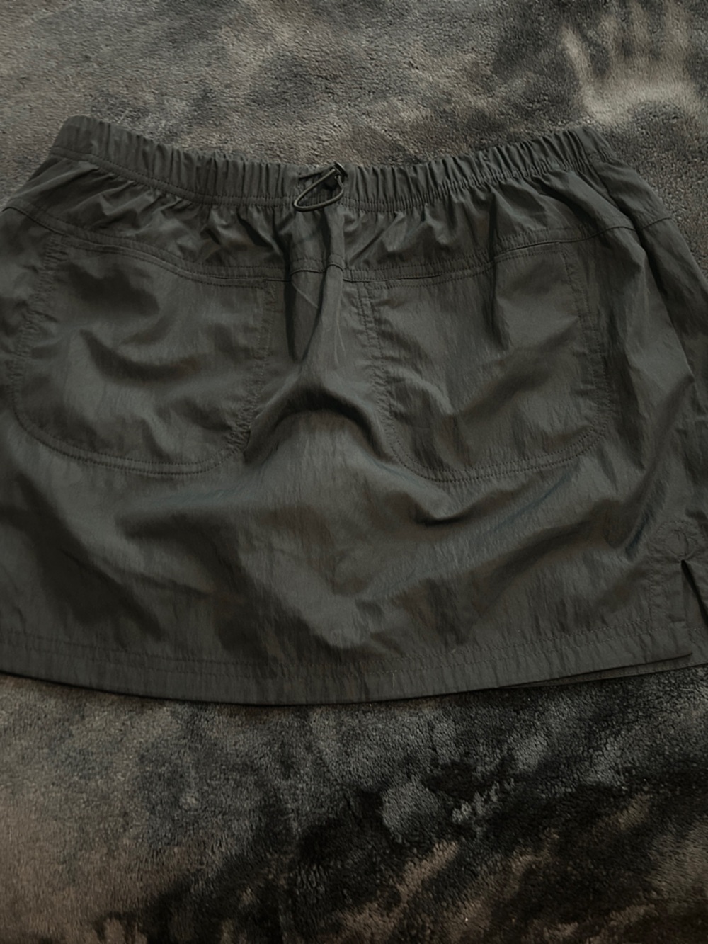 Black Elastic Waist Skirt with Shorts and Pockets